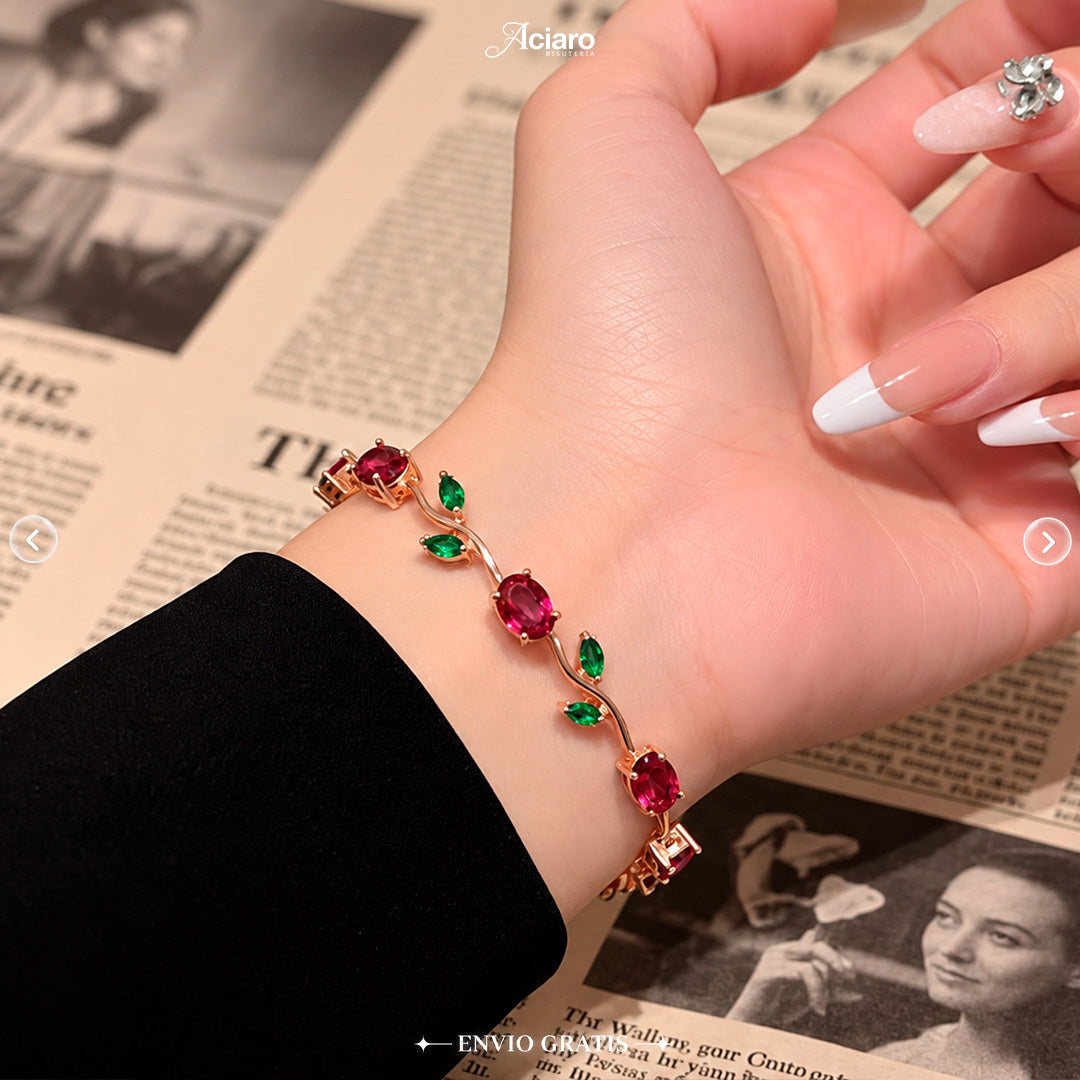Pulsera Tulipán Roja Esmeralda 🌷❤️💚