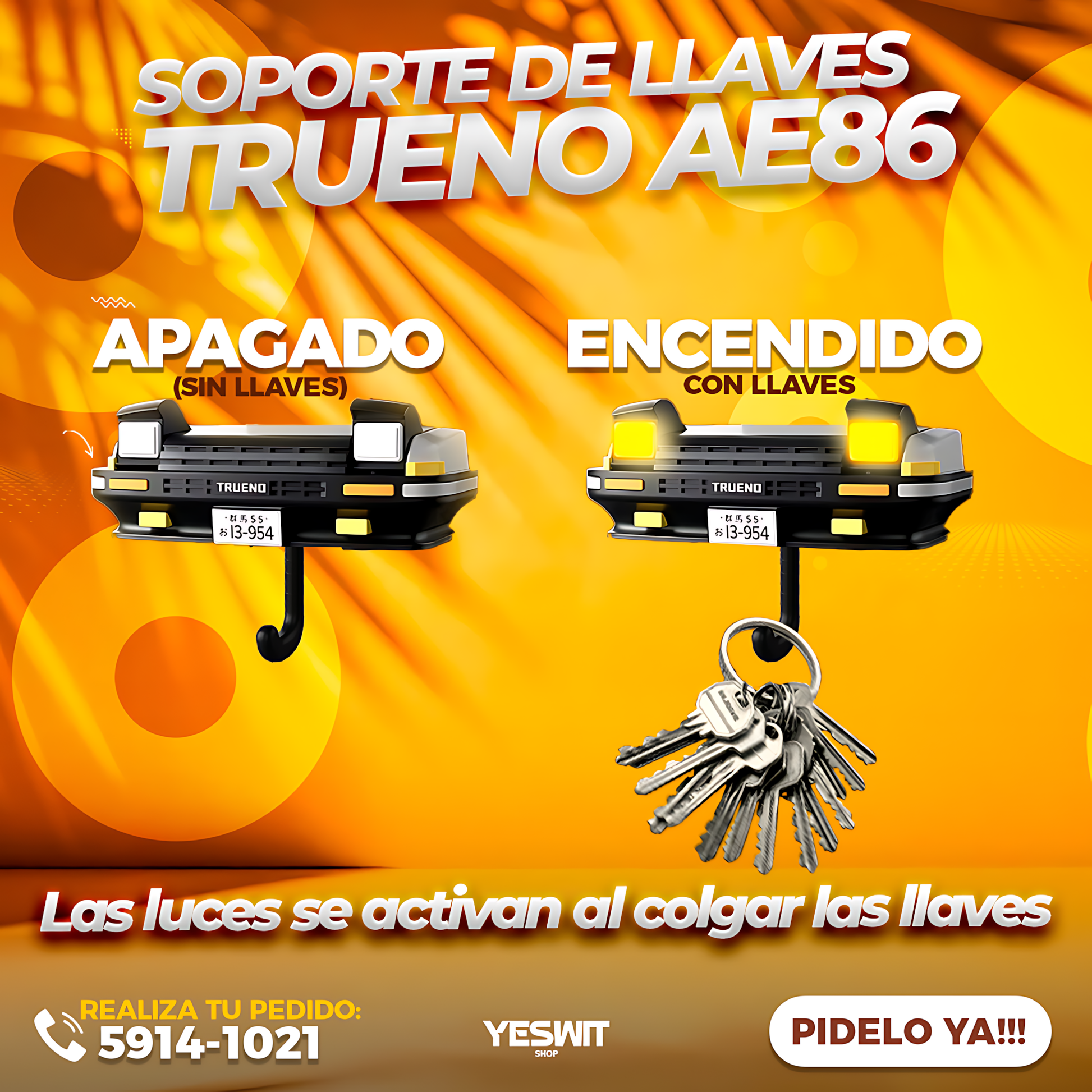 Colgallaves Trueno 🚗✨ – Con Luces Automáticas